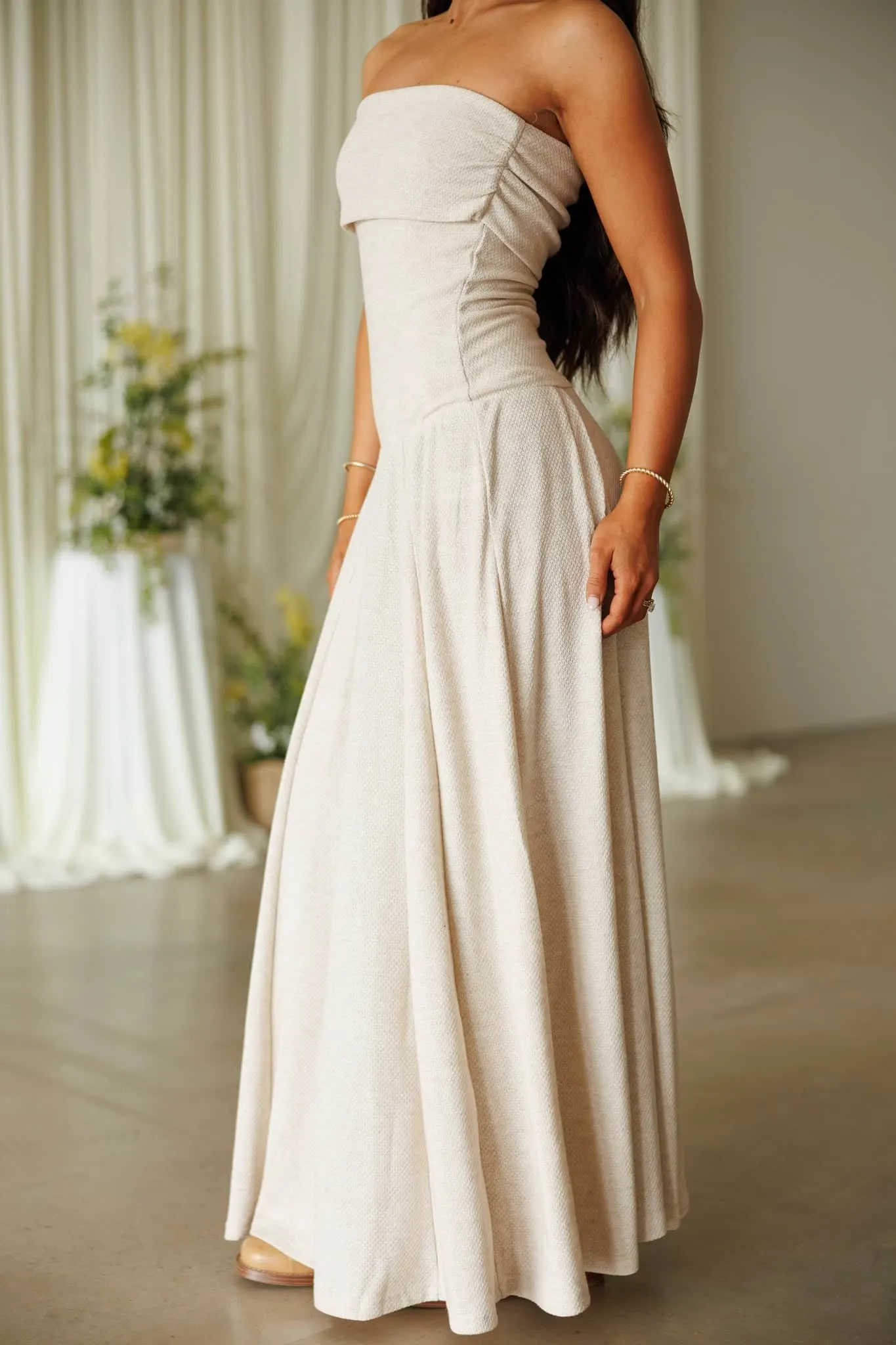 Oatmeal Tube Maxi Dress sold by LANE 201 product image thumbnail 3