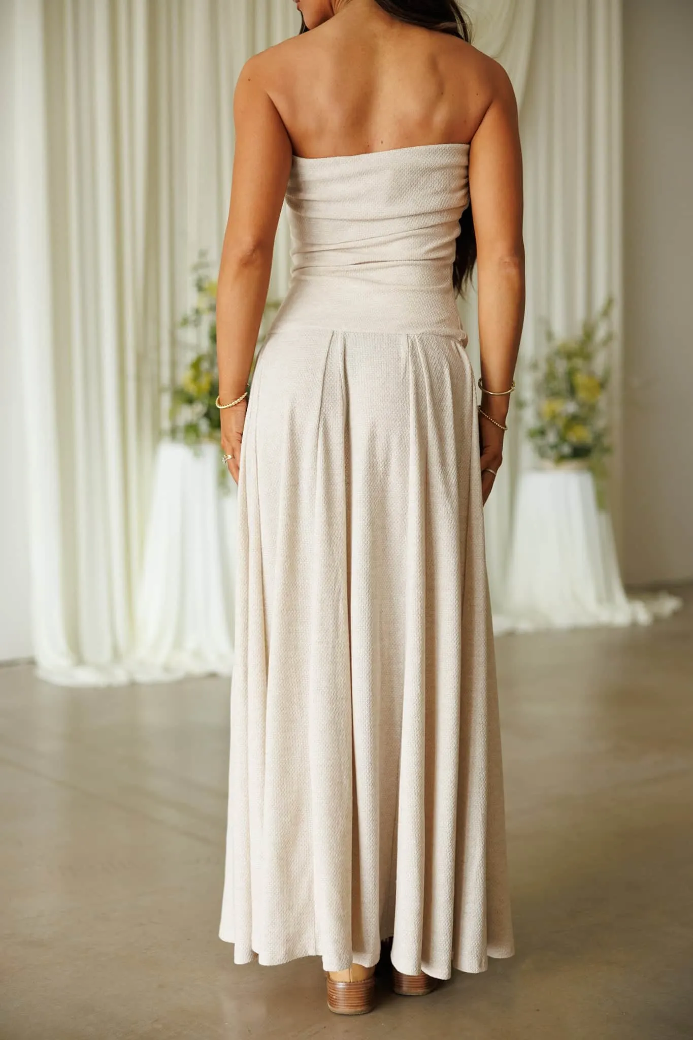 Oatmeal Tube Maxi Dress sold by LANE 201 product image thumbnail 2