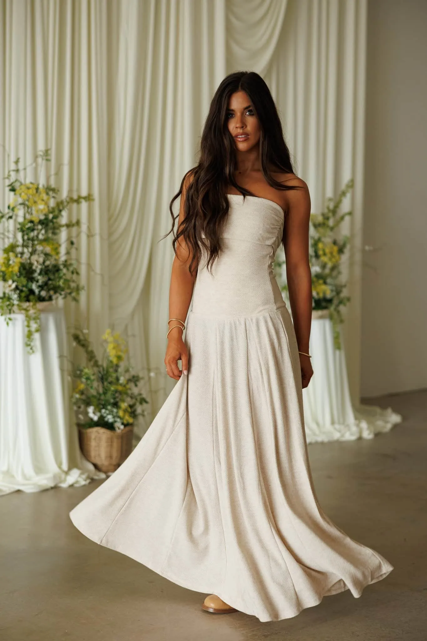 Oatmeal Tube Maxi Dress sold by LANE 201 product image thumbnail 5