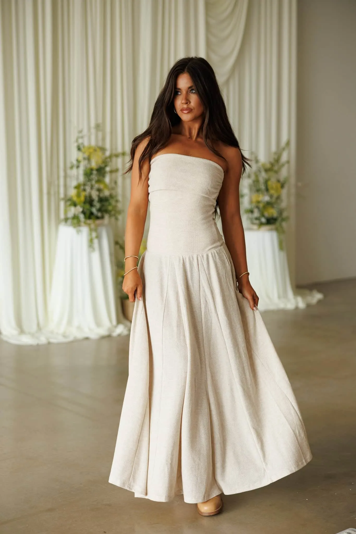Oatmeal Tube Maxi Dress sold by LANE 201