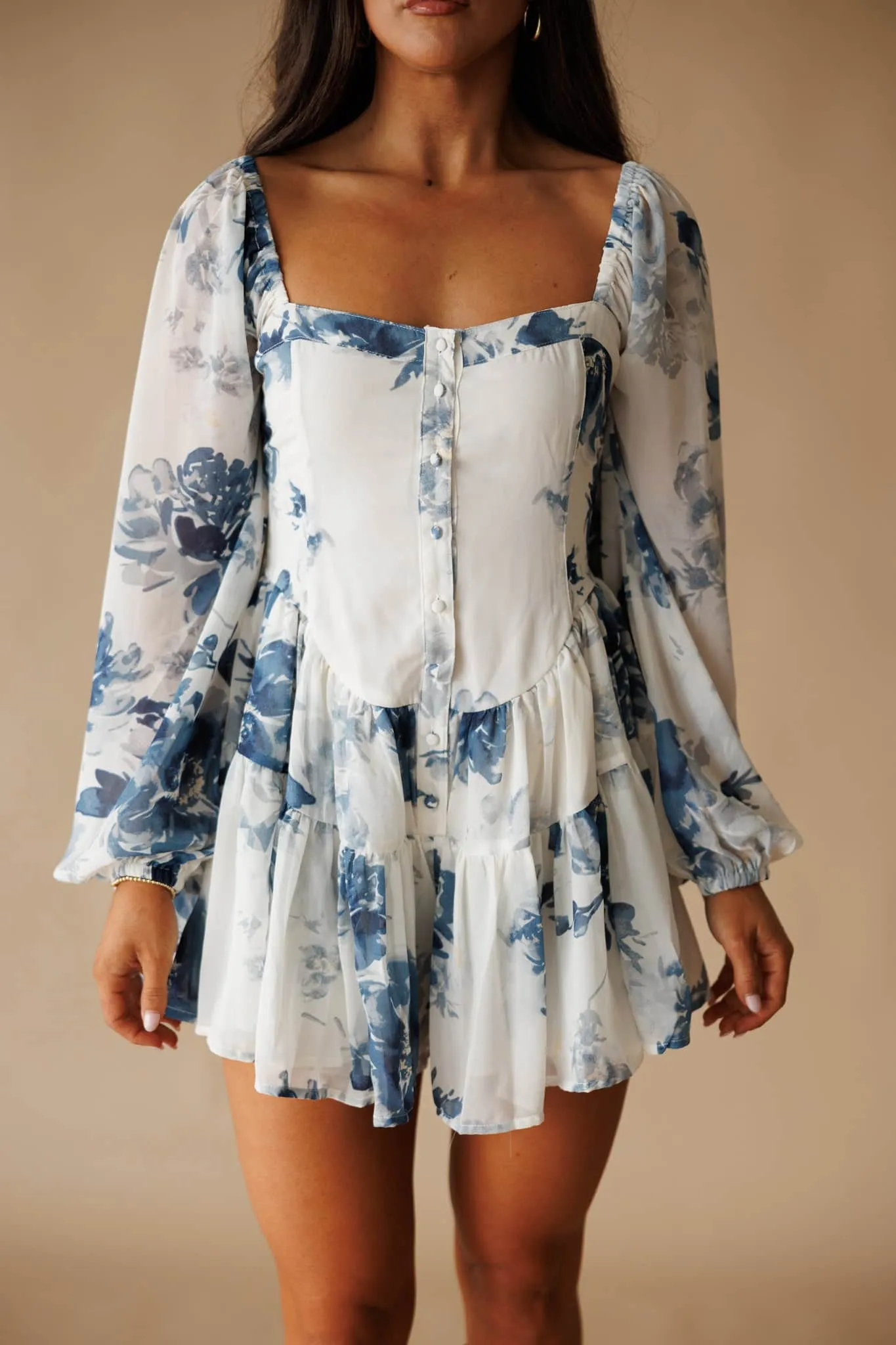 Juliette Floral Chiffon Romper sold by LANE 201 product image thumbnail 3