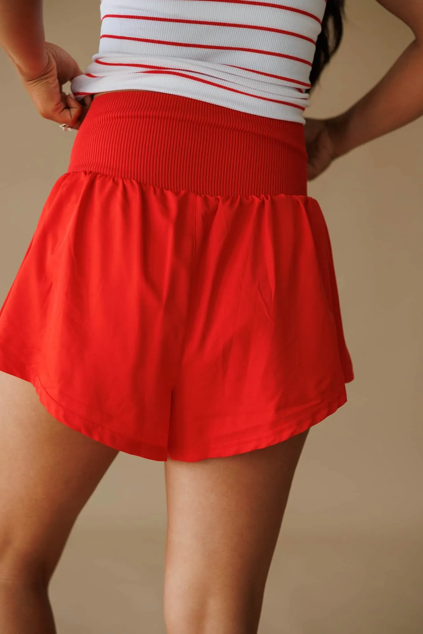 Red Compression Shorts sold by LANE 201 product image thumbnail 4