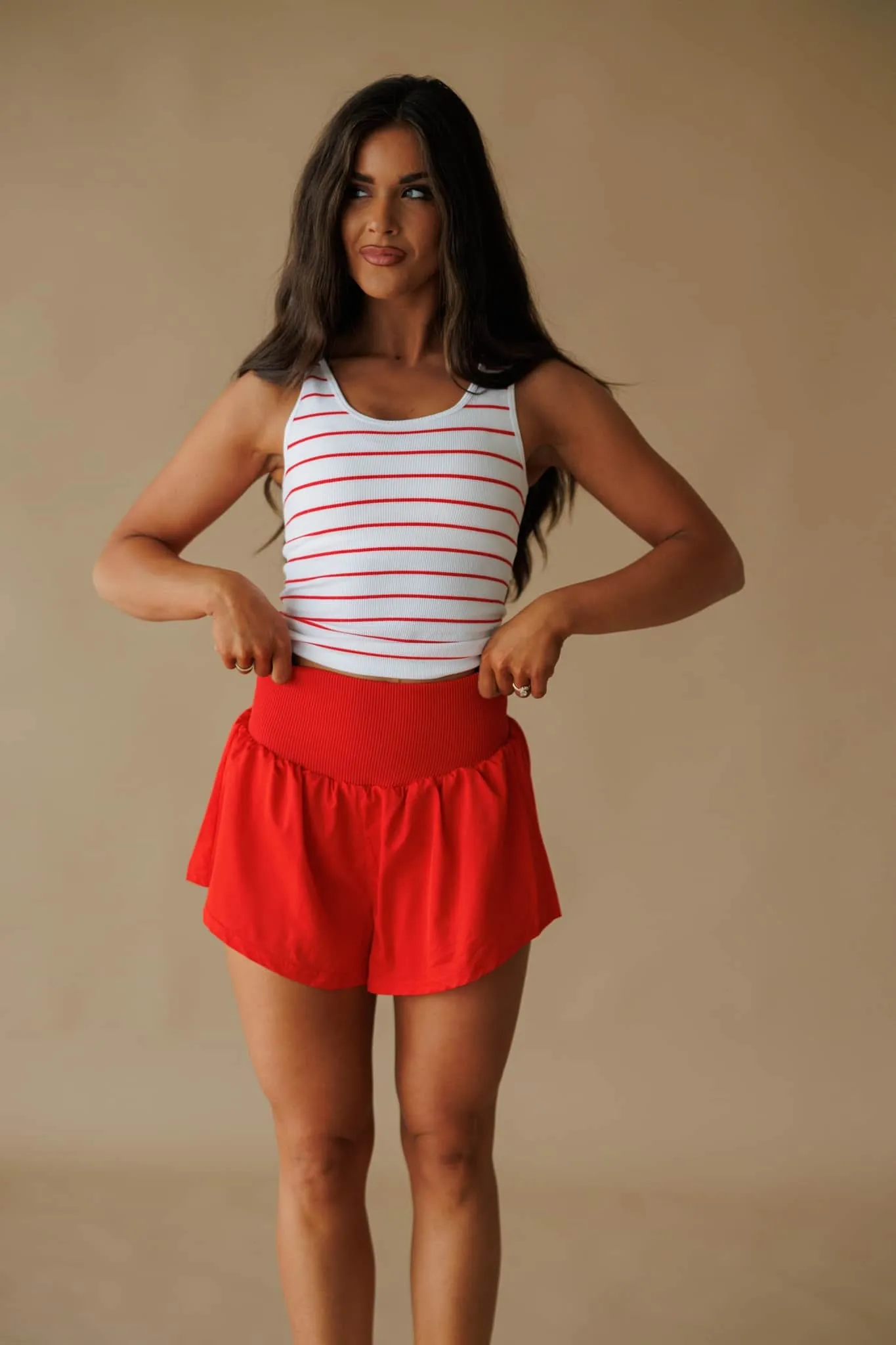 Red Compression Shorts sold by LANE 201 product image thumbnail 5