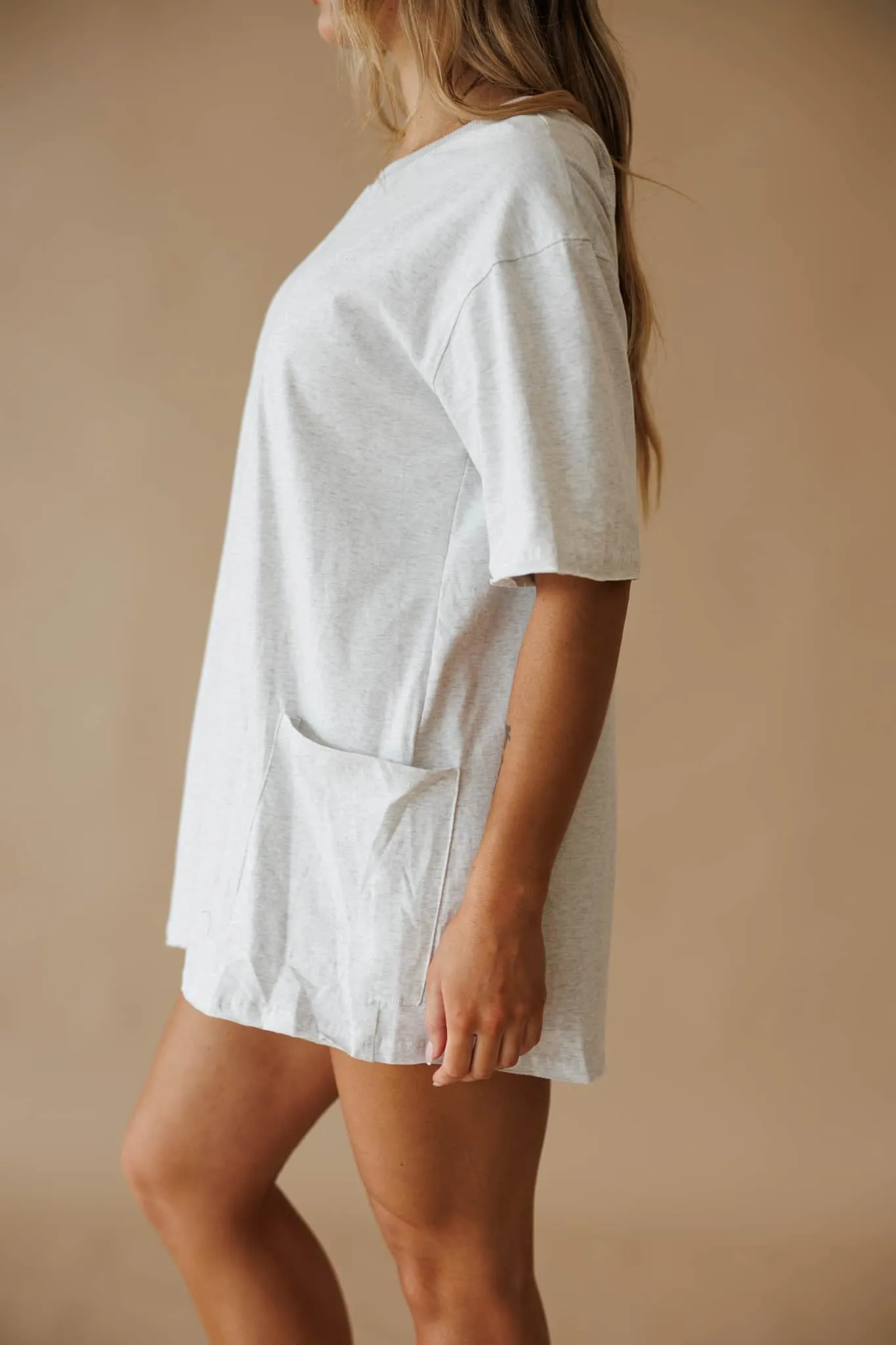 Grey Tee Knit Romper sold by LANE 201 product image thumbnail 3