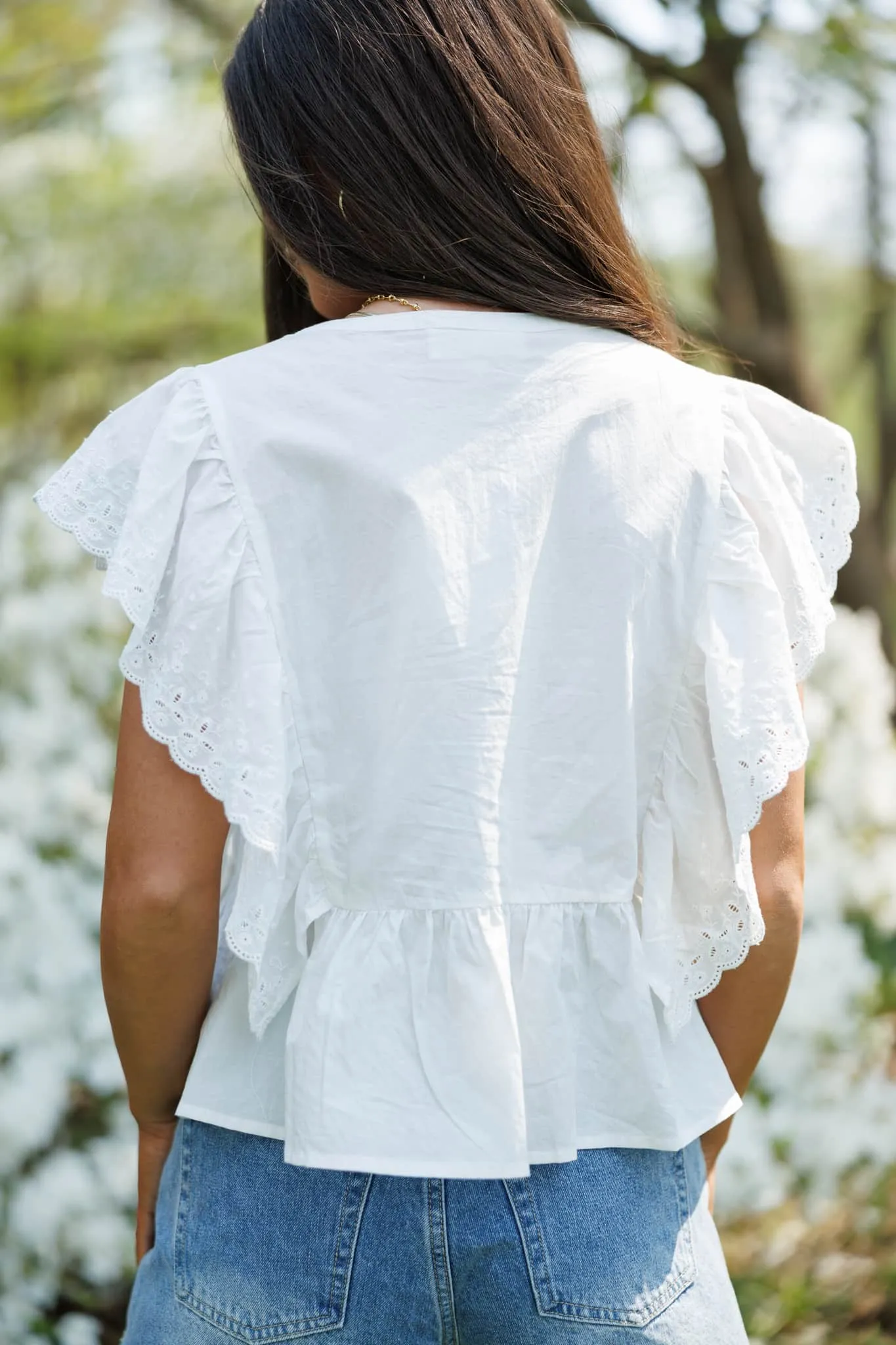 Eyelet Ruffled Poplin Blouse sold by LANE 201 product image thumbnail 3