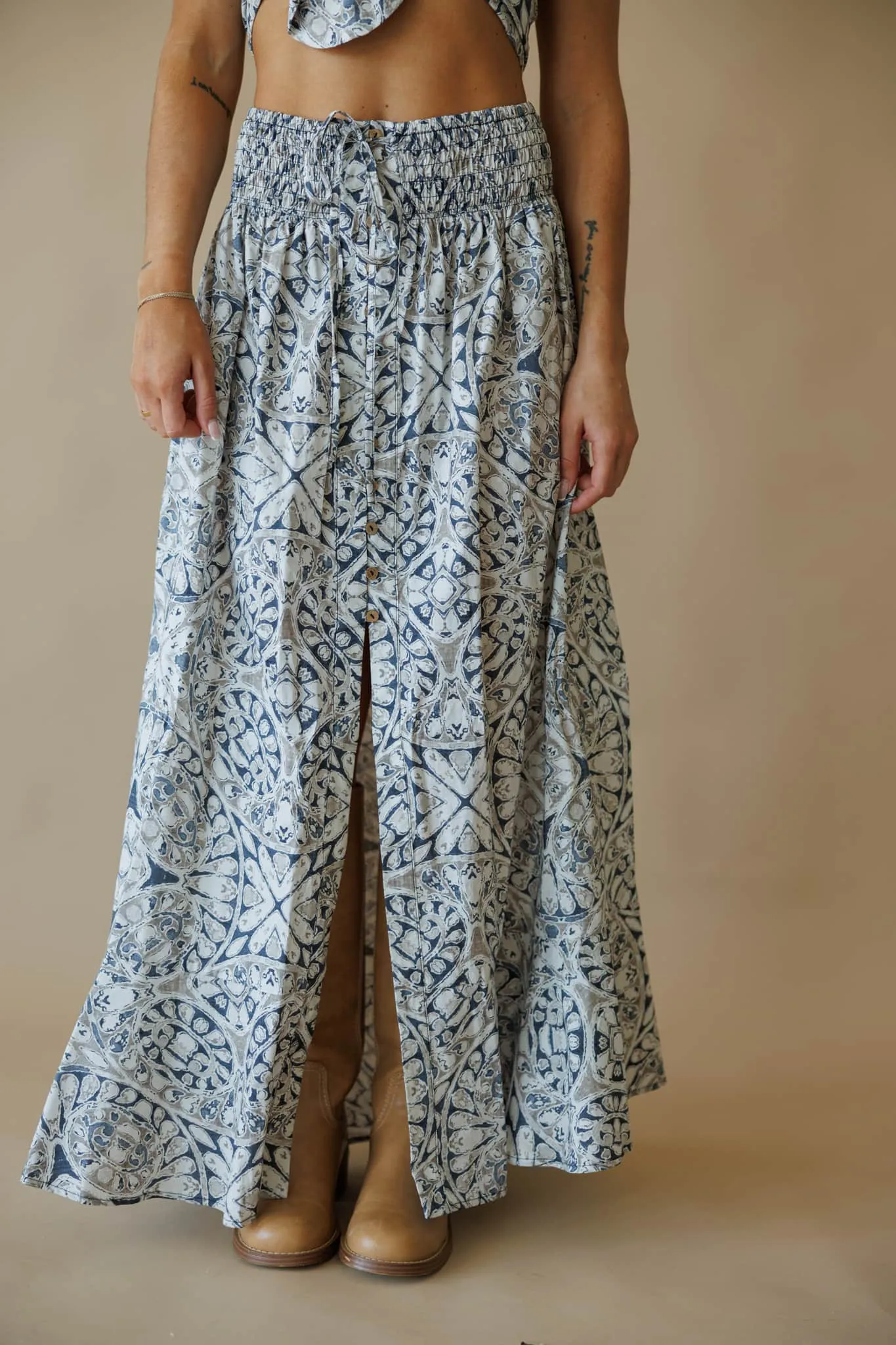 FSC0321-LA Printed Woven Maxi Skirt sold by LANE 201 product image thumbnail 2