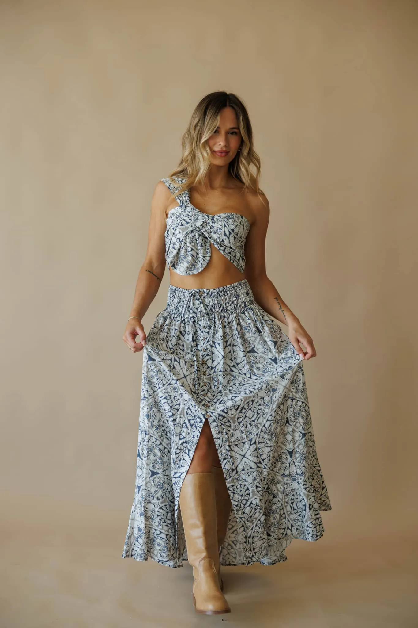 FSC0321-LA Printed Woven Maxi Skirt sold by LANE 201 product image thumbnail 5