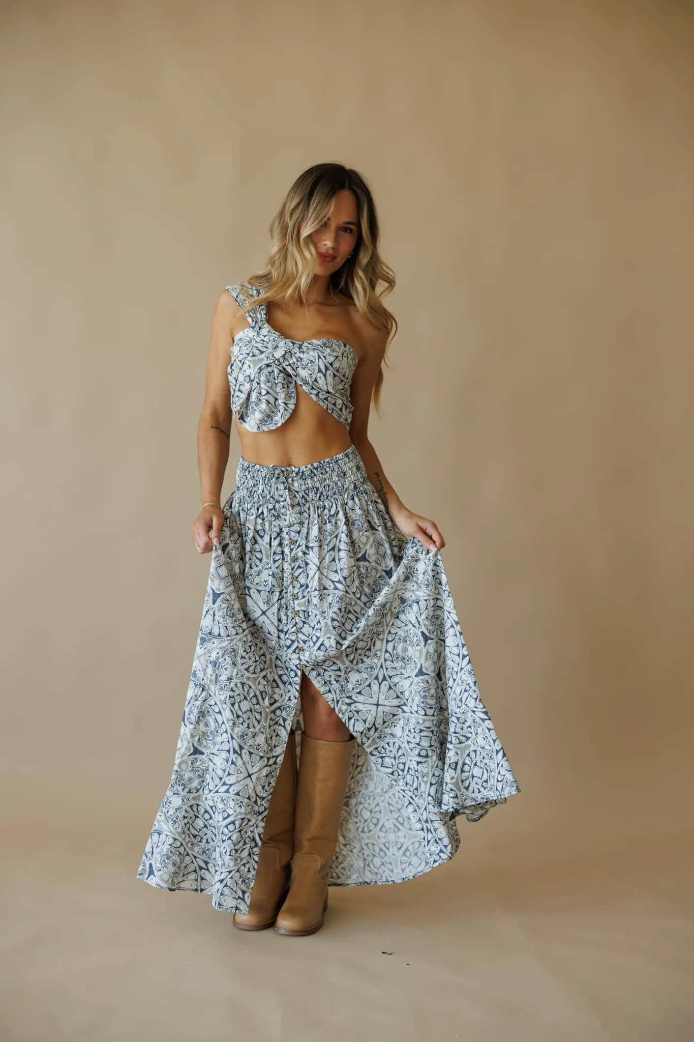 FSC0321-LA Printed Woven Maxi Skirt sold by LANE 201