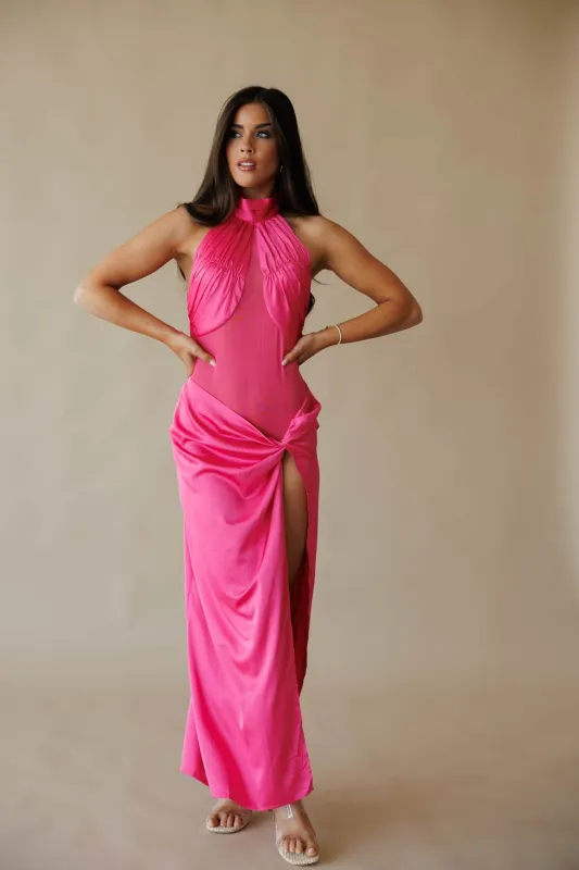 Pink Paradise Mesh Maxi Dres made by Fore Collection