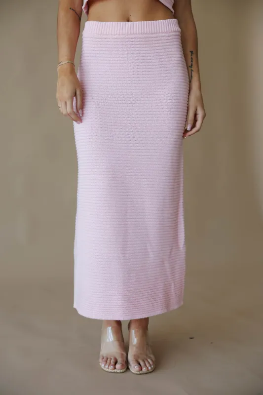 Pink Ribbed Sweater Midi Skirt made by Le Lis