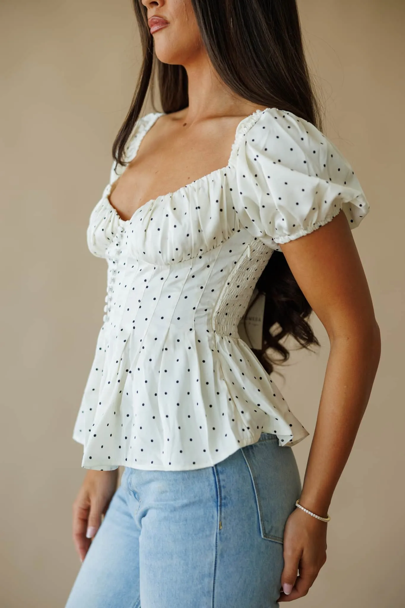 Polka Dot Satin Top sold by LANE 201 product image thumbnail 4