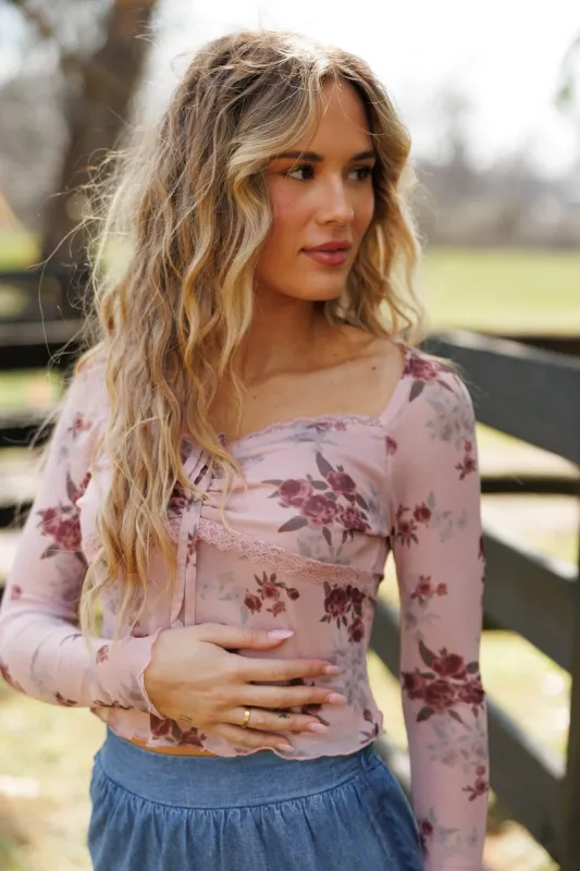 Sweet Nothing Floral Mesh Top made by Le Lis