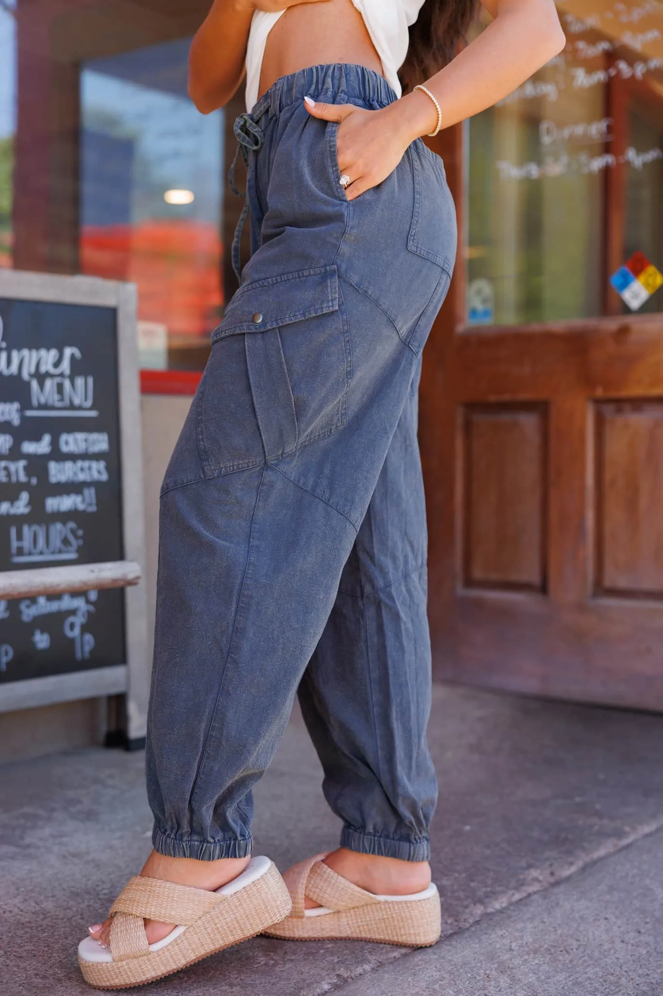 Washed Cargo Cotton Jogger Pants sold by LANE 201 product image thumbnail 5
