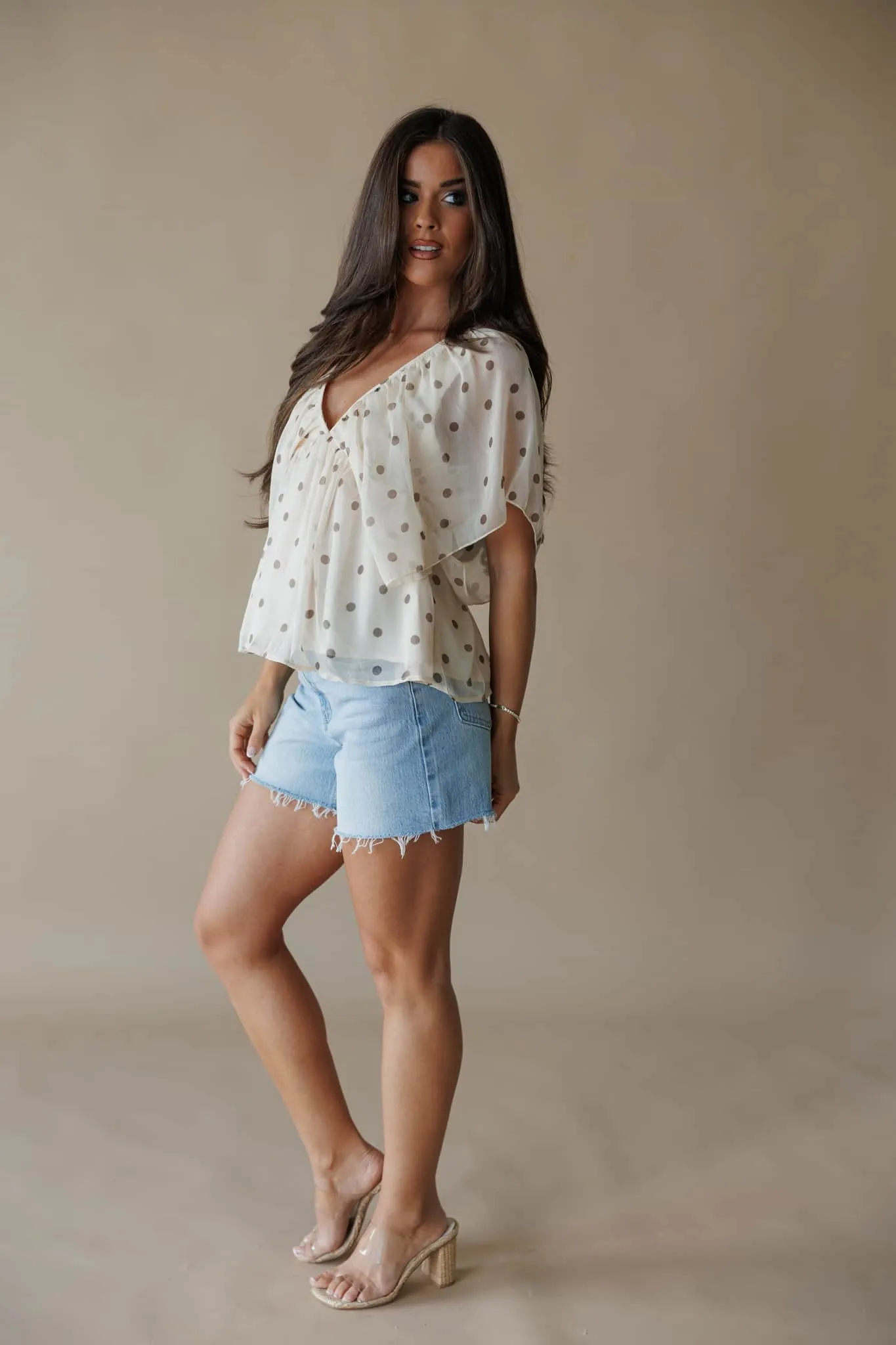 Polka Dot Ruffle Blouse sold by LANE 201 product image thumbnail 3