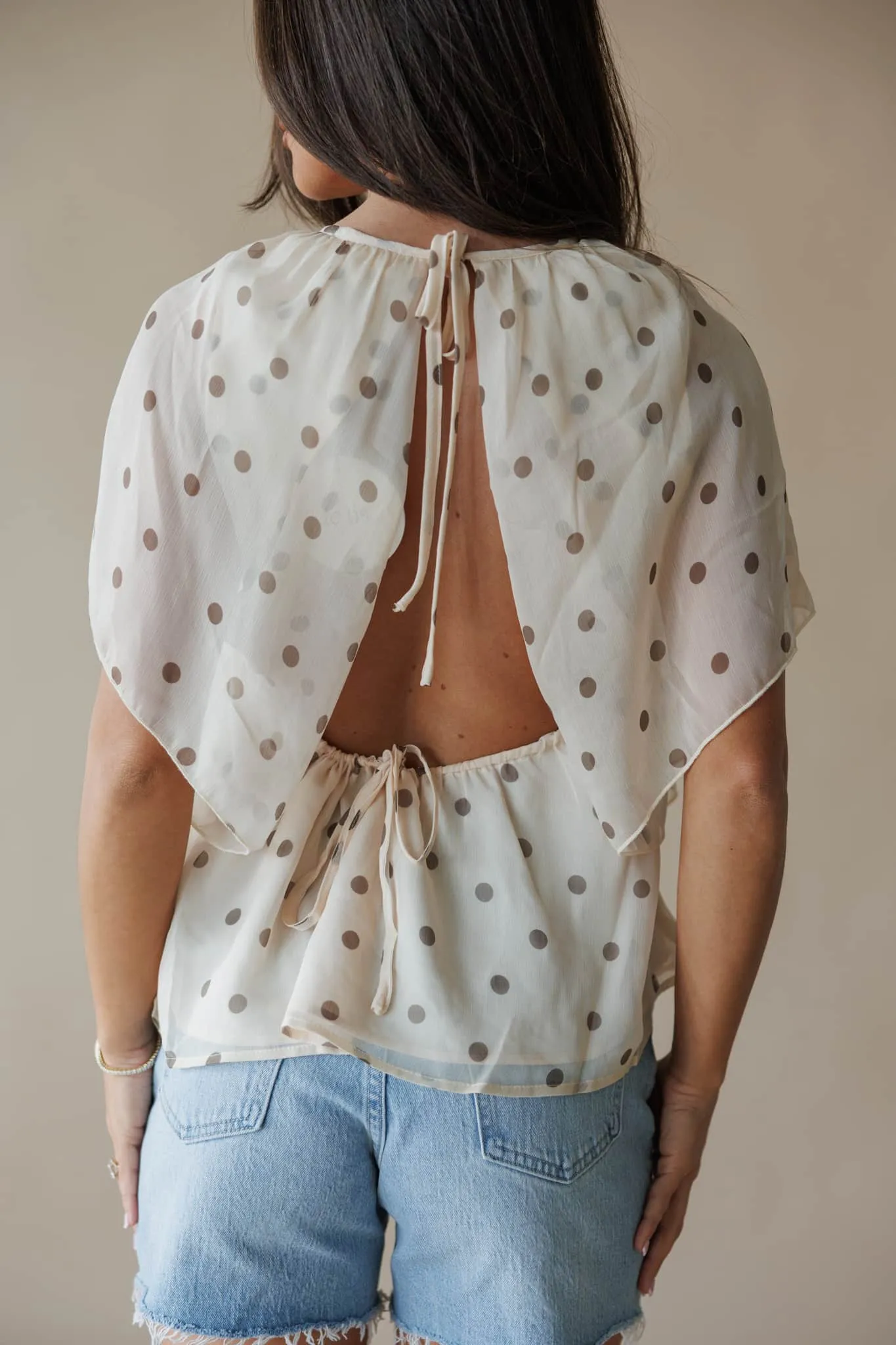 Polka Dot Ruffle Blouse sold by LANE 201 product image thumbnail 2
