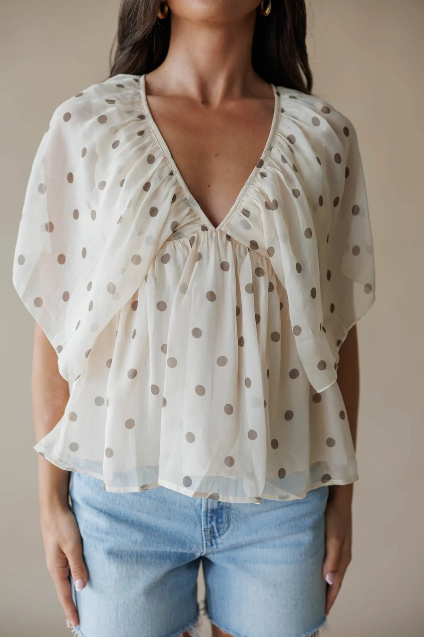 Polka Dot Ruffle Blouse sold by LANE 201 product image thumbnail 5