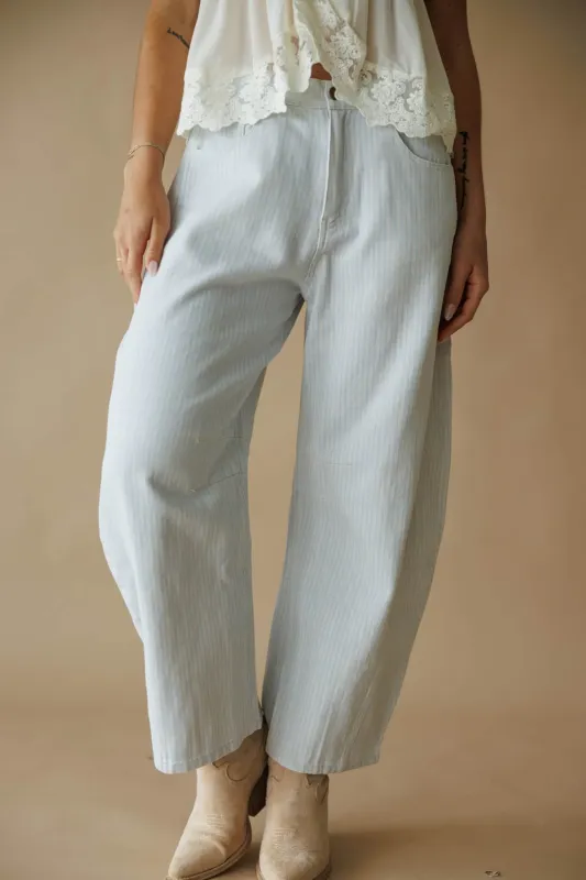 Striped Twill Denim Barrel Pants made by LANE 201