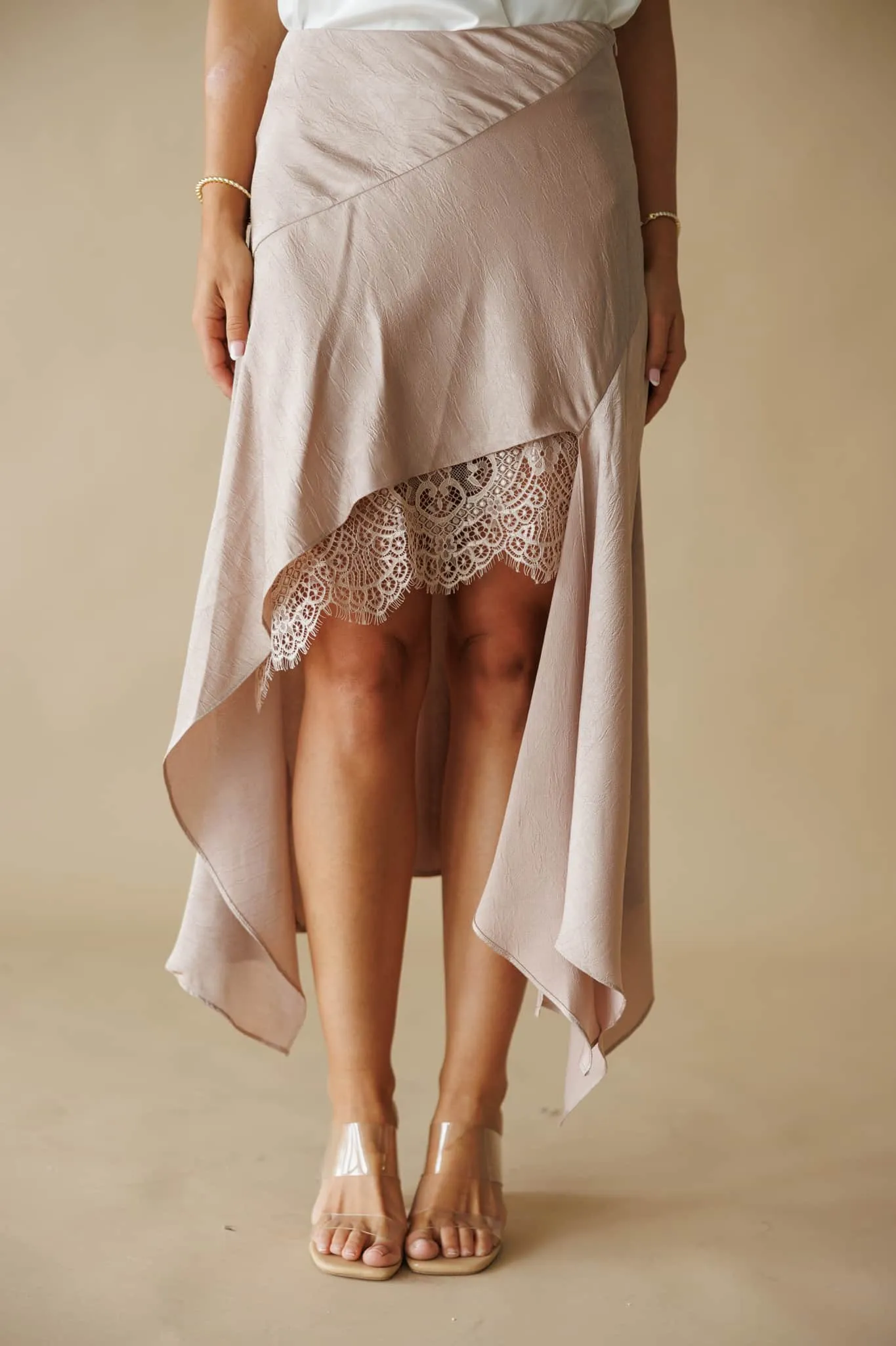 Silkshift Satin Lace Skirt sold by LANE 201