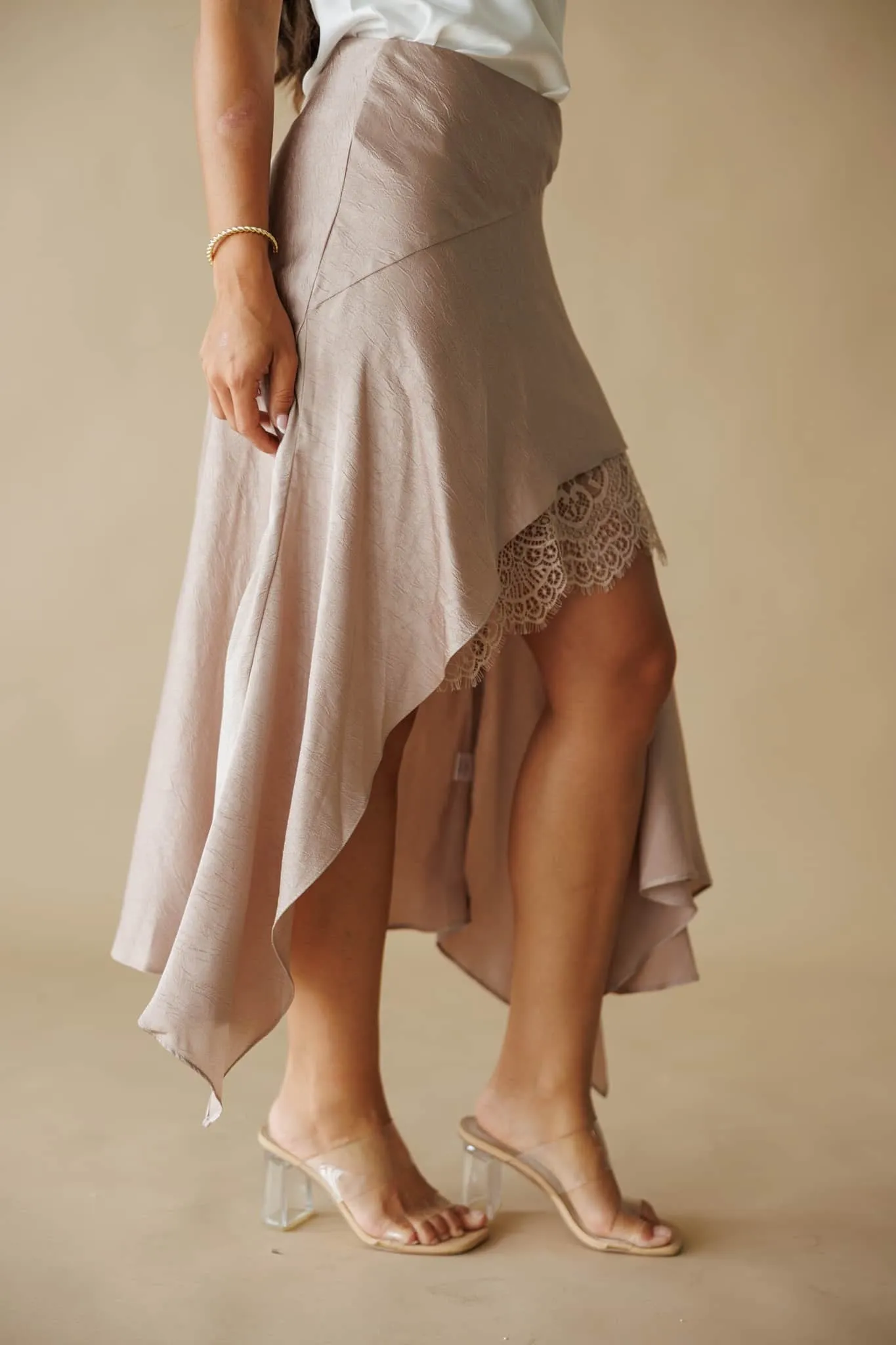 Silkshift Satin Lace Skirt sold by LANE 201 product image thumbnail 4