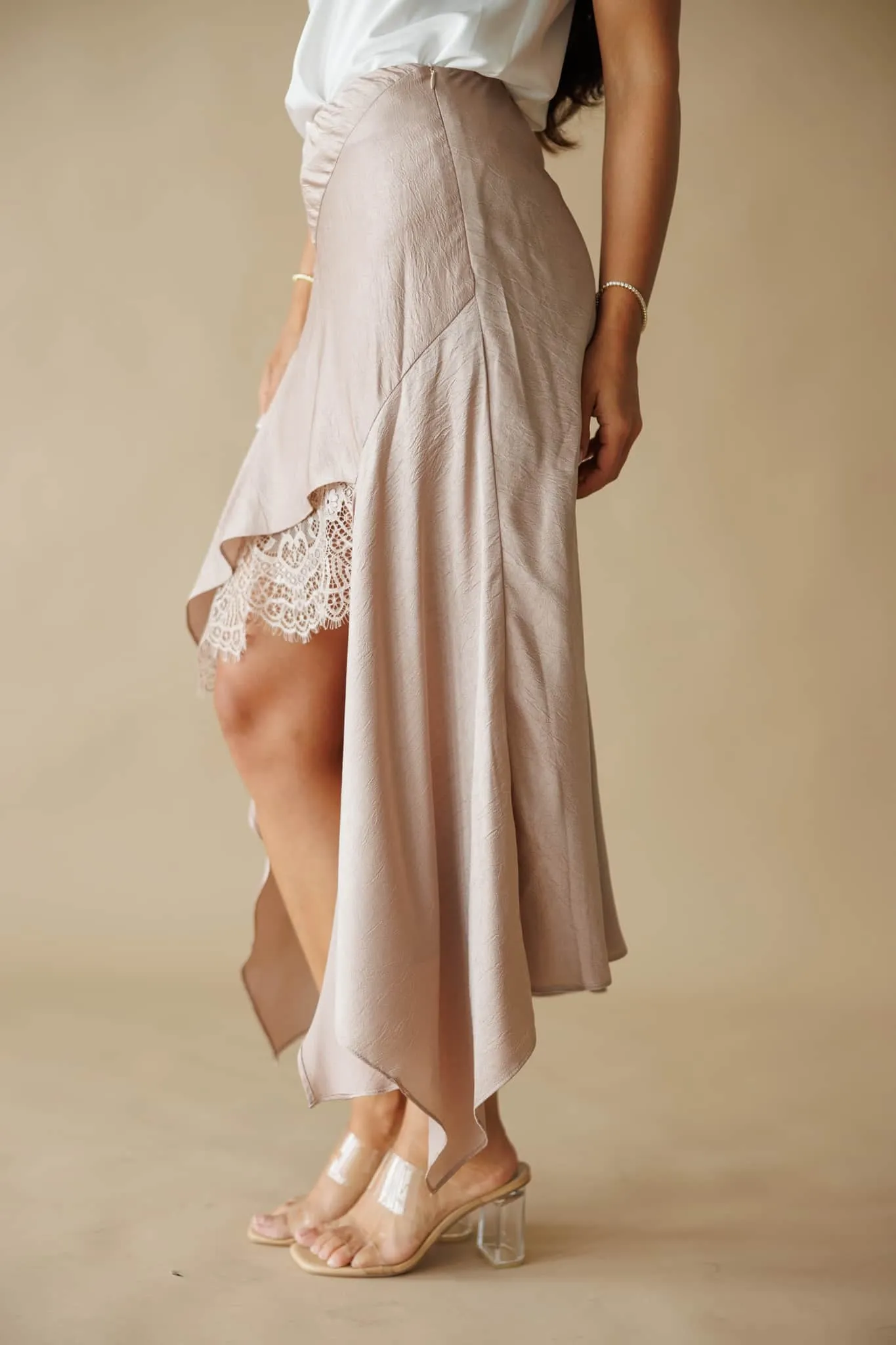 Silkshift Satin Lace Skirt sold by LANE 201 product image thumbnail 3