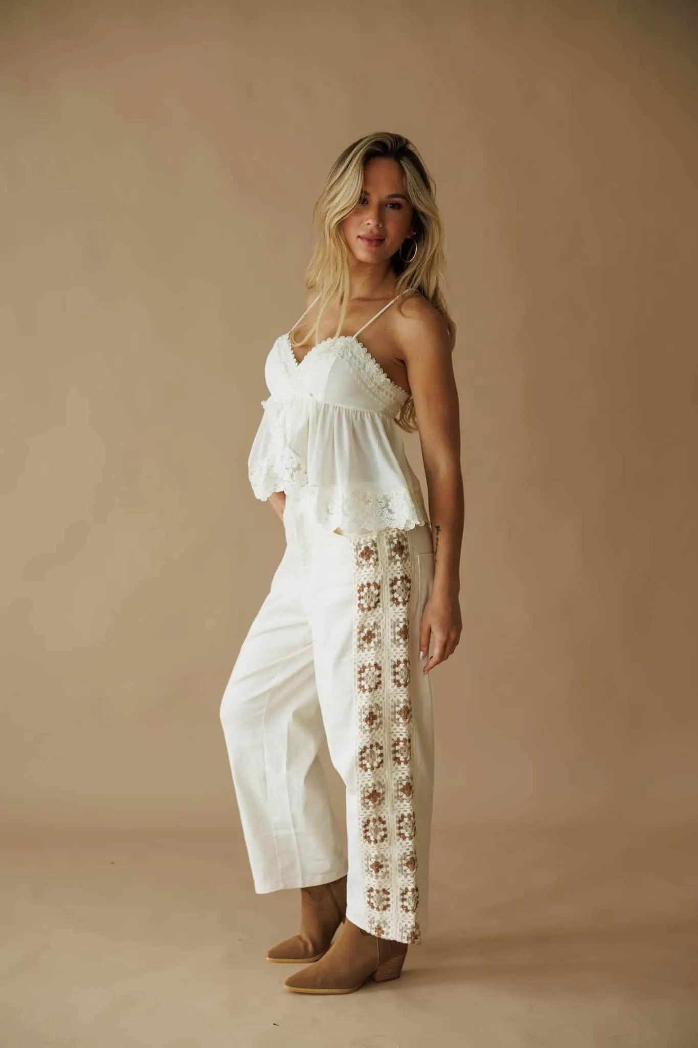 Boheme Crochet Wide Leg Pants sold by LANE 201 product image thumbnail 2