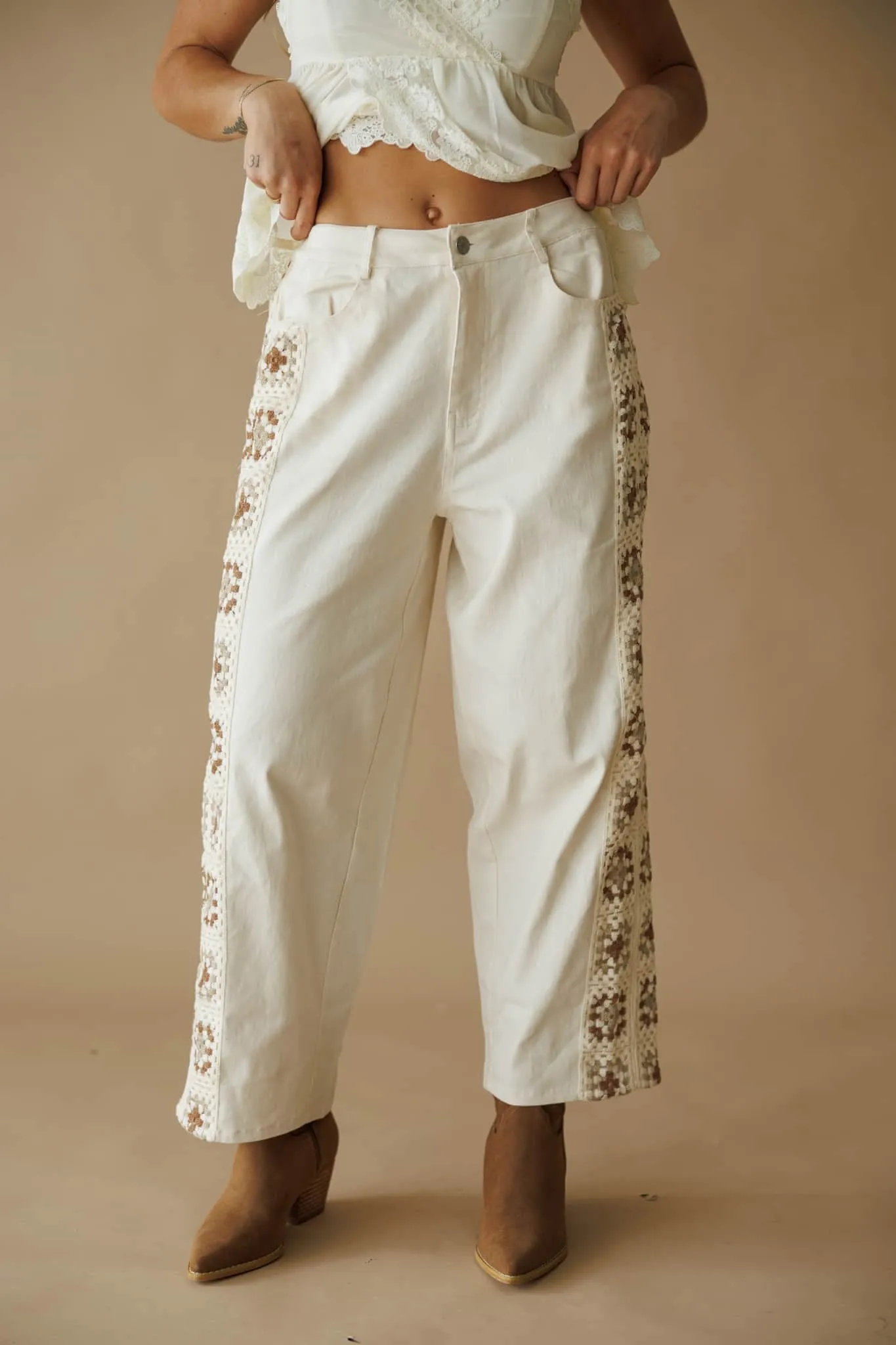 Boheme Crochet Wide Leg Pants sold by LANE 201 product image thumbnail 3