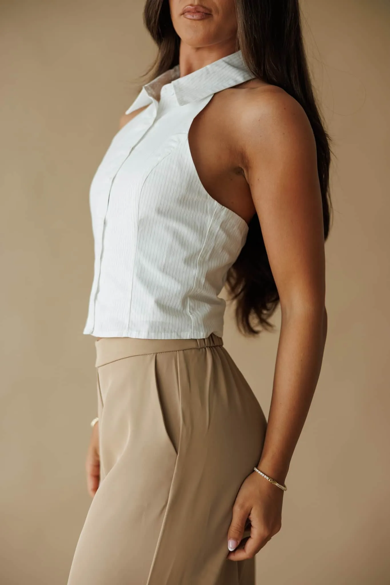 White Collar Halter Top sold by LANE 201 product image thumbnail 4