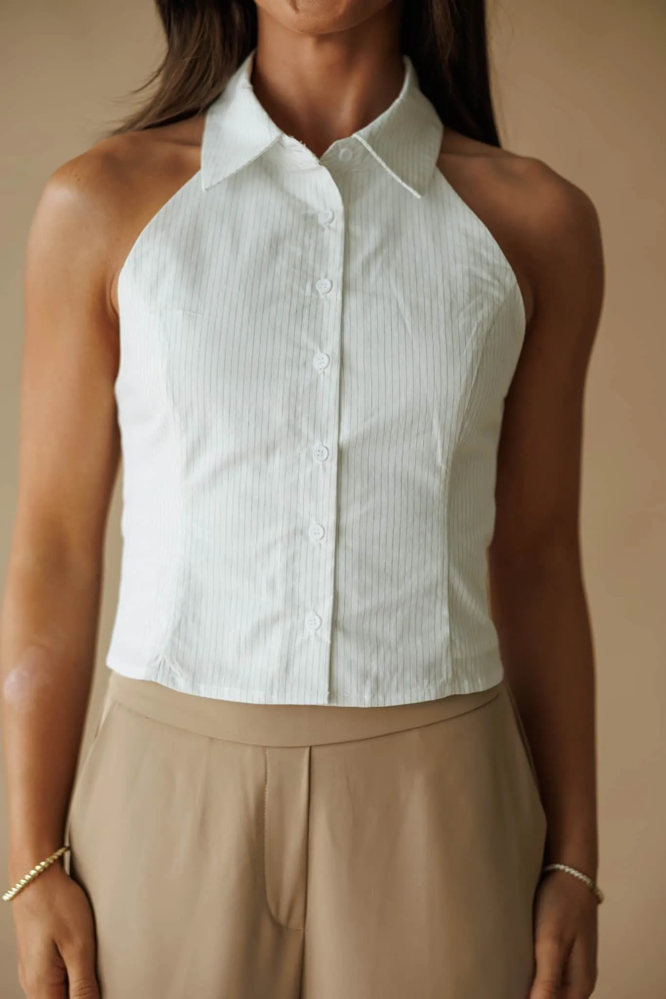 White Collar Halter Top sold by LANE 201 product image thumbnail 3