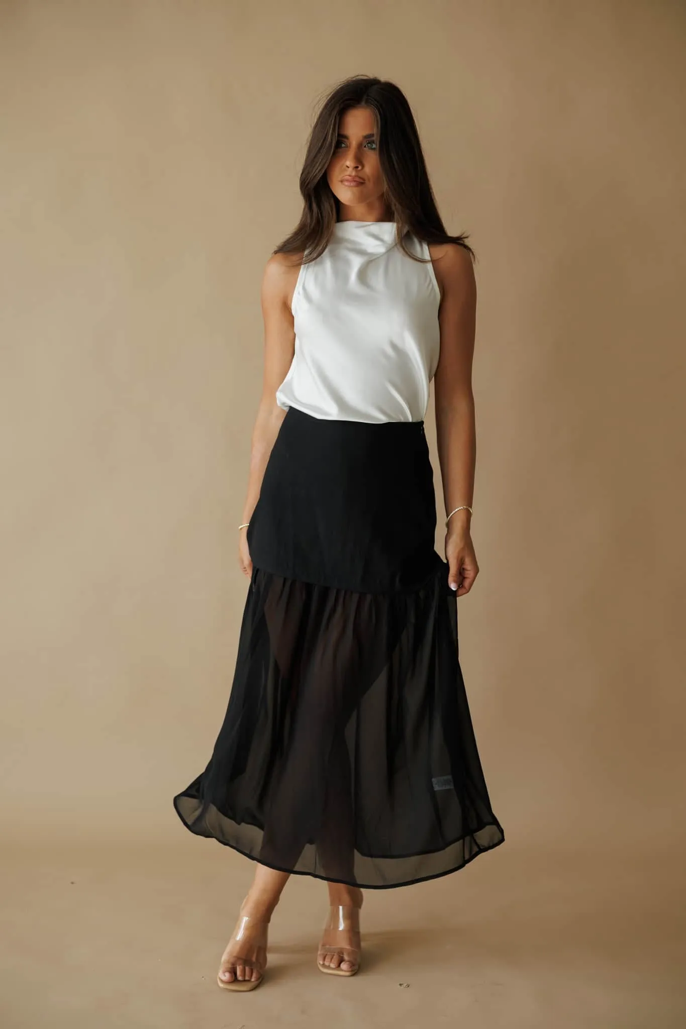 Black Contrast Detail Maxi Skirt sold by LANE 201 product image thumbnail 2
