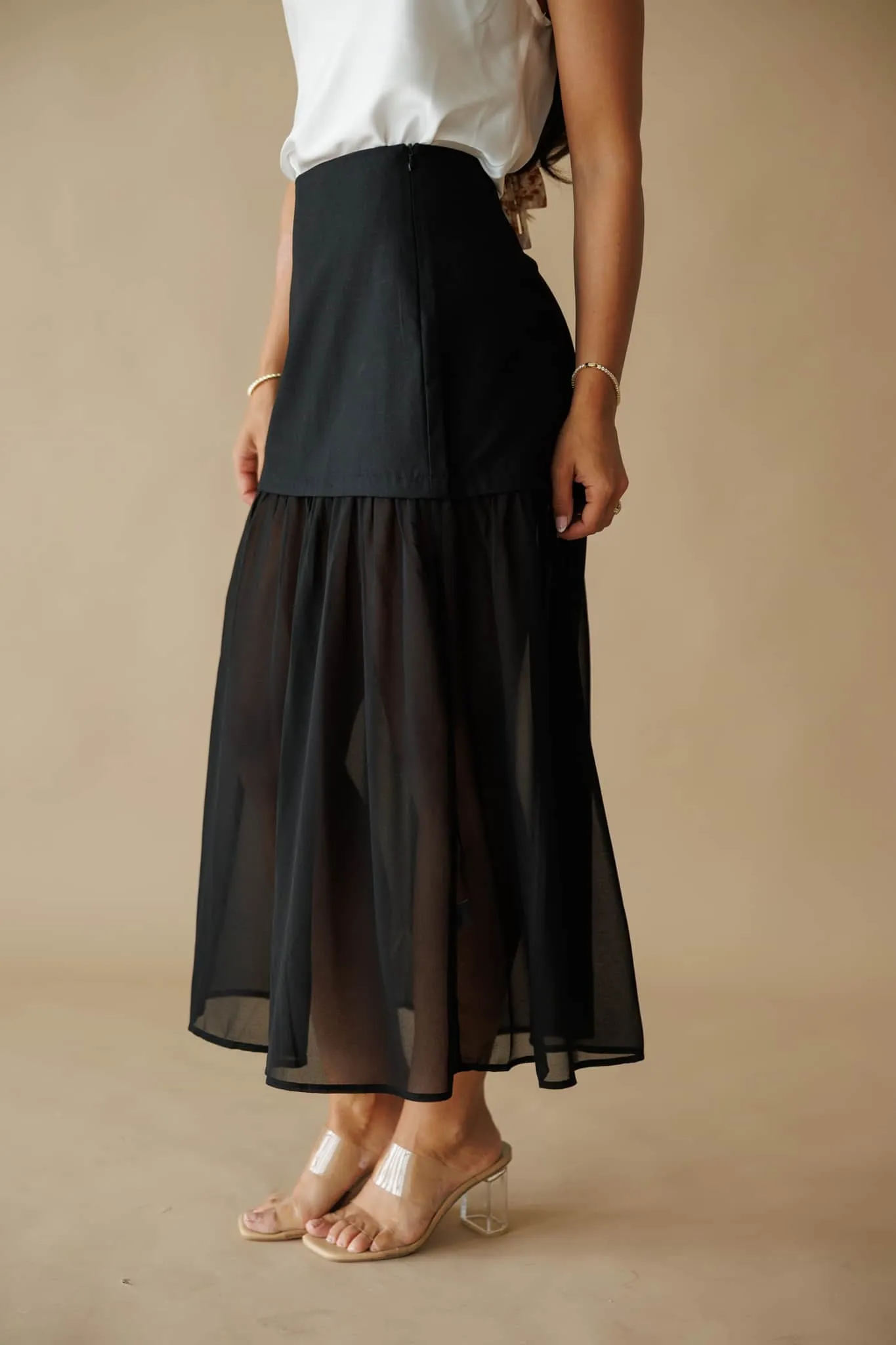 Black Contrast Detail Maxi Skirt sold by LANE 201 product image thumbnail 5
