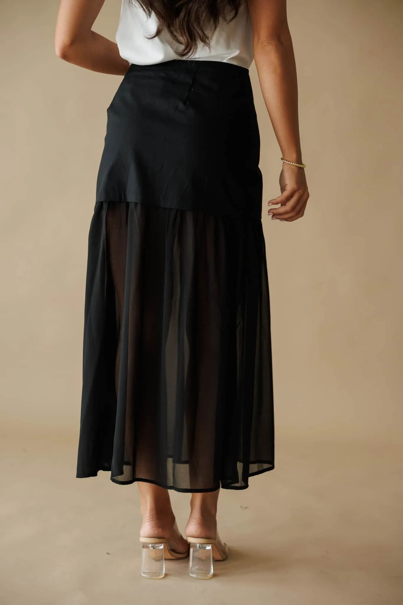 Black Contrast Detail Maxi Skirt sold by LANE 201 product image thumbnail 4