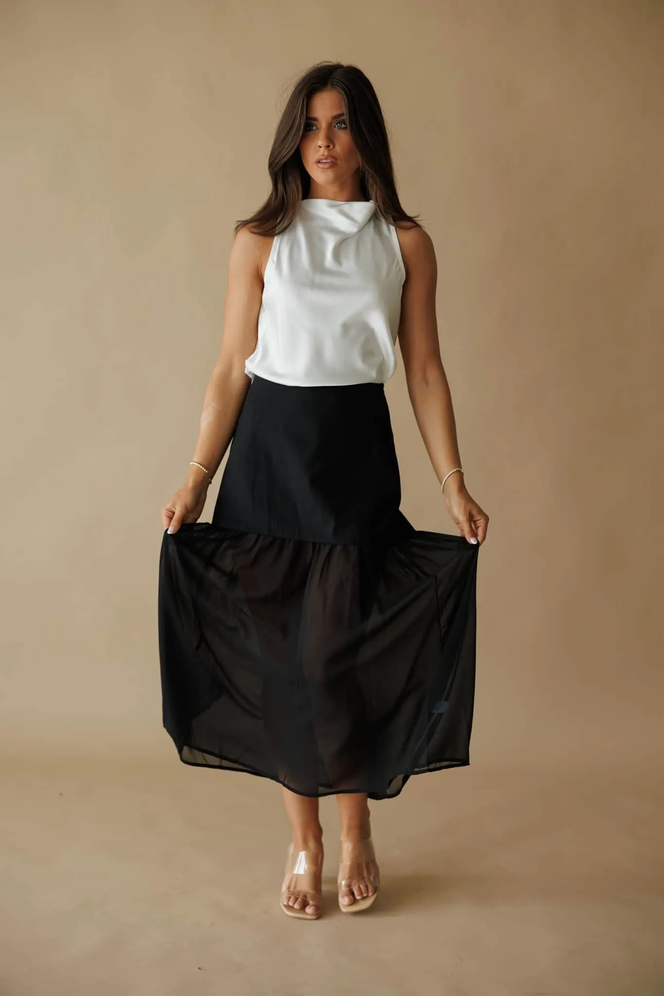 Black Contrast Detail Maxi Skirt sold by LANE 201 product image thumbnail 3