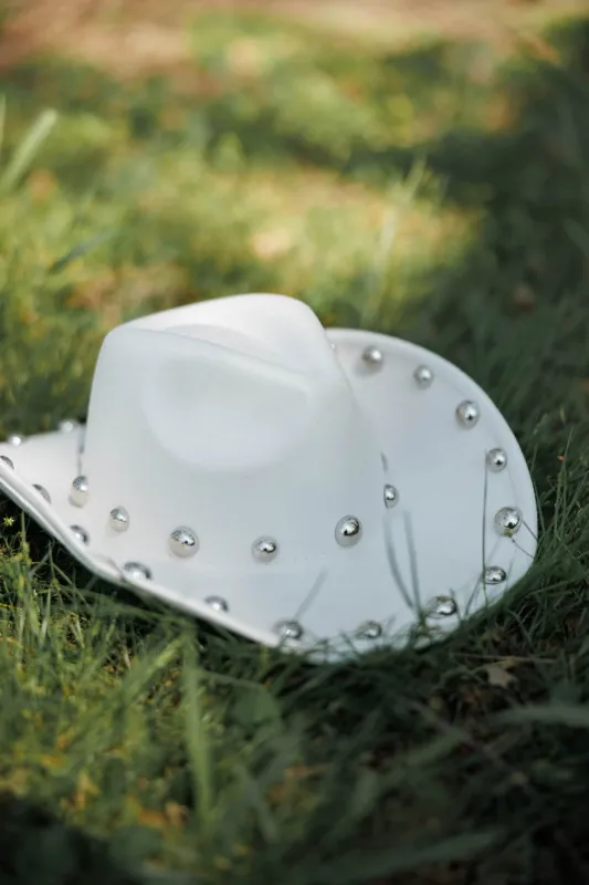 Ivory Studded Cowgirl Hat made by Fame Accessories