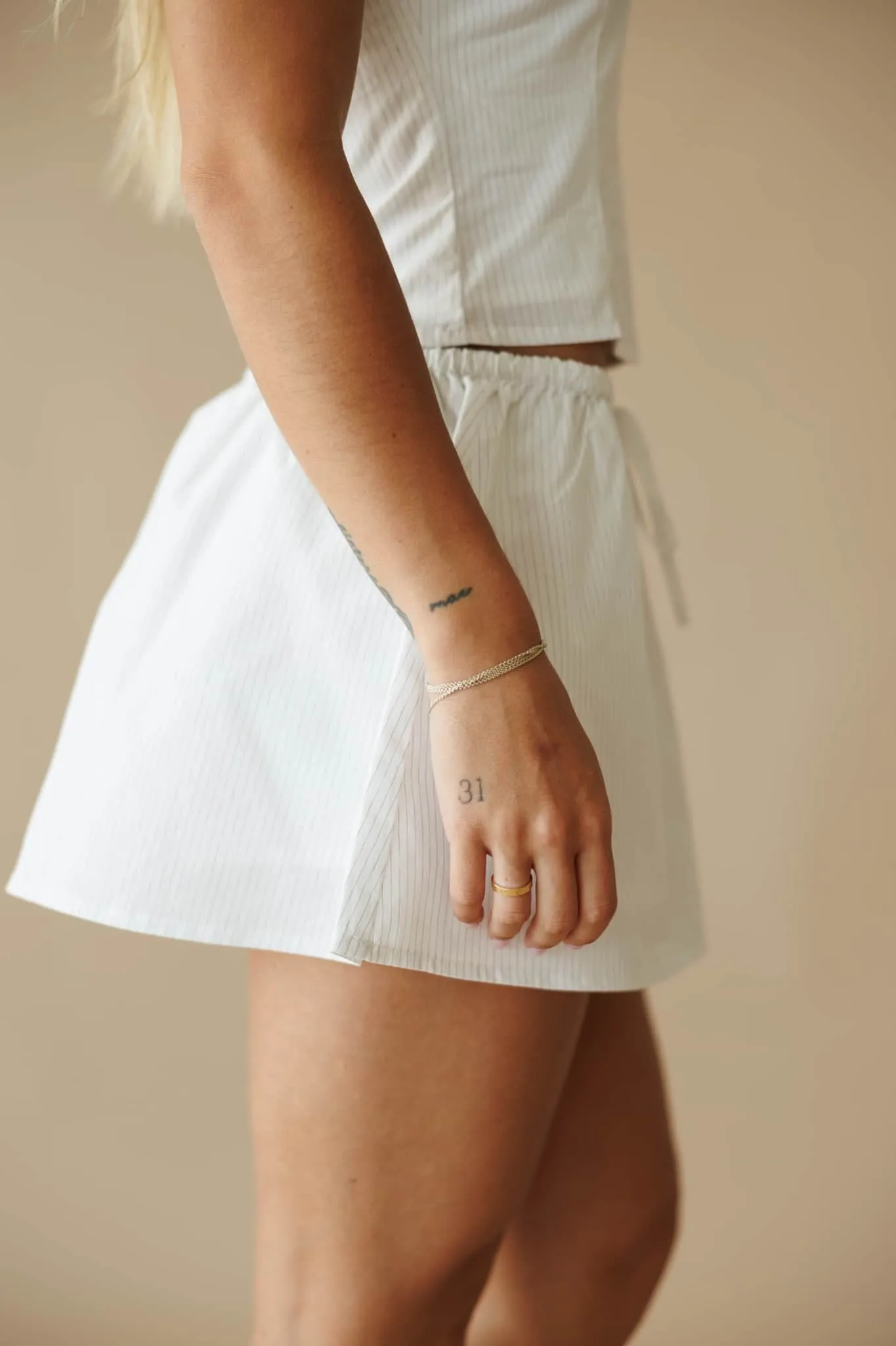 White Collar Drawstring Skort sold by LANE 201 product image thumbnail 4