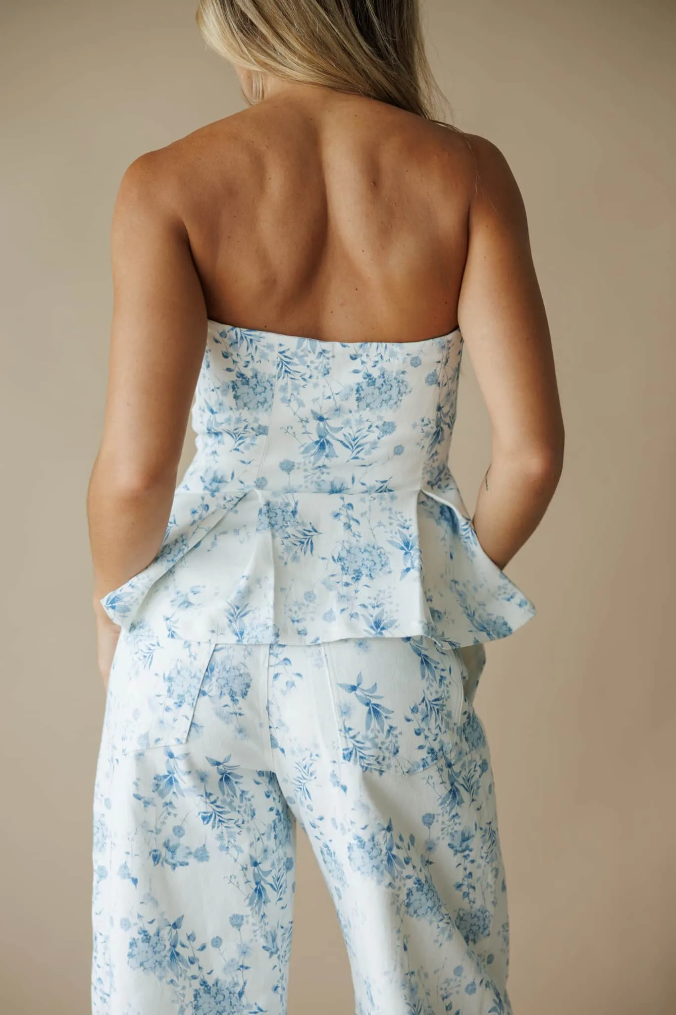 White Floral Strapless Top sold by LANE 201 product image thumbnail 3