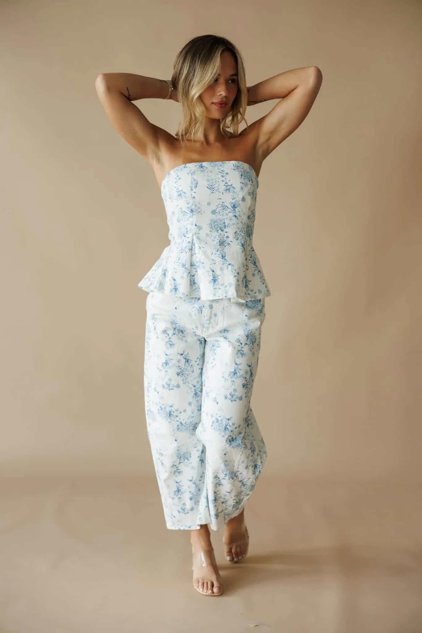 White Floral Strapless Top sold by LANE 201 product image thumbnail 5