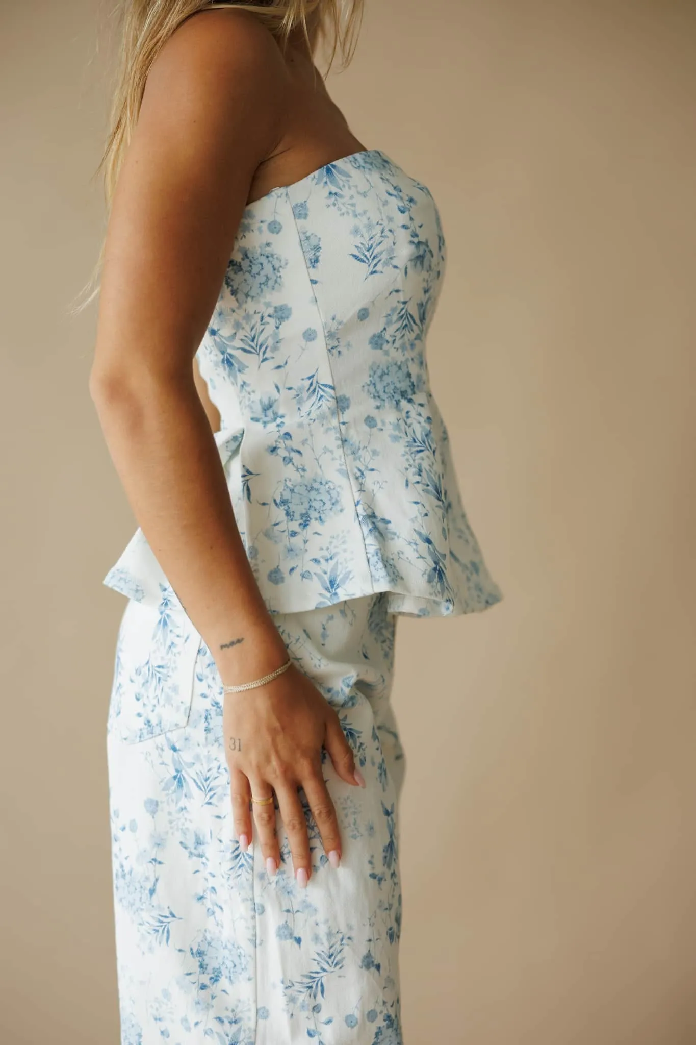 White Floral Strapless Top sold by LANE 201 product image thumbnail 4