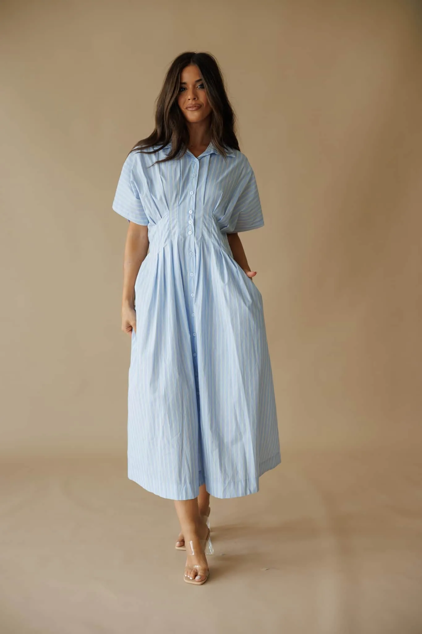 Striped Dolman Sleeve Midi Dress sold by LANE 201