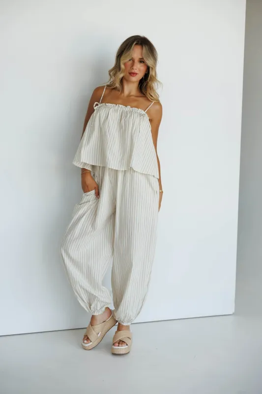 Striped Top Balloon Jumpsuit made by Klesis