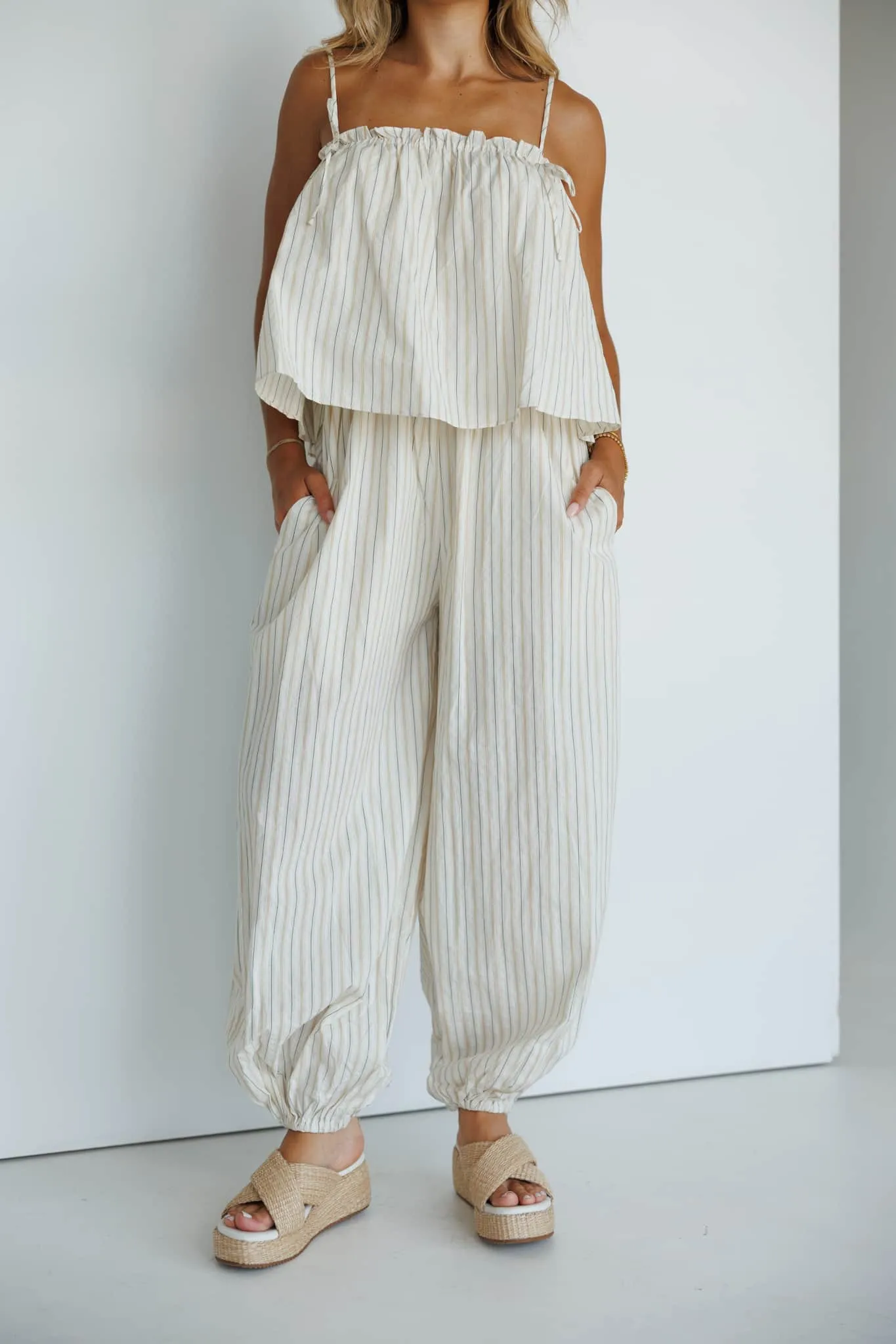 Striped Top Balloon Jumpsuit sold by LANE 201 product image thumbnail 4