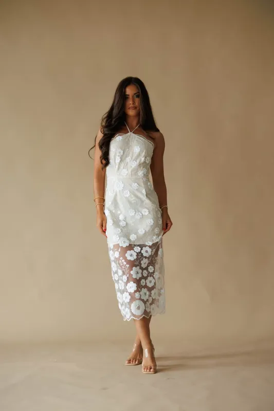 Floral Sequin Mesh Midi Dress made by Fore Collection