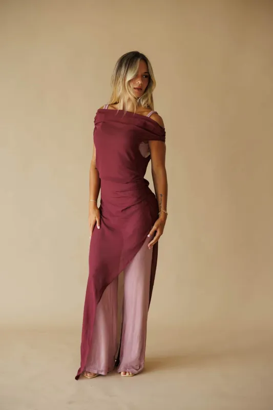 Sheer Overlay Dress Jumpsuit Set made by LANE 201
