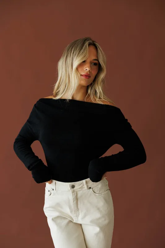 Knitted Off Shoulder Long Sleeve Top made by MABLE