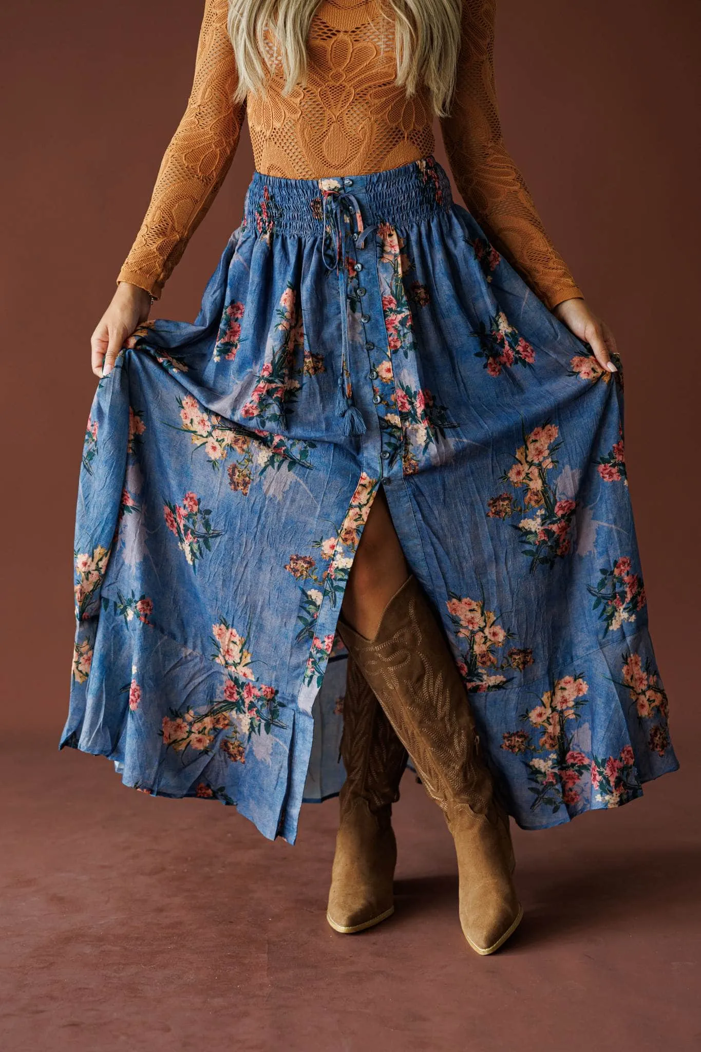 Wild Bouquet Maxi Skirt sold by LANE 201
