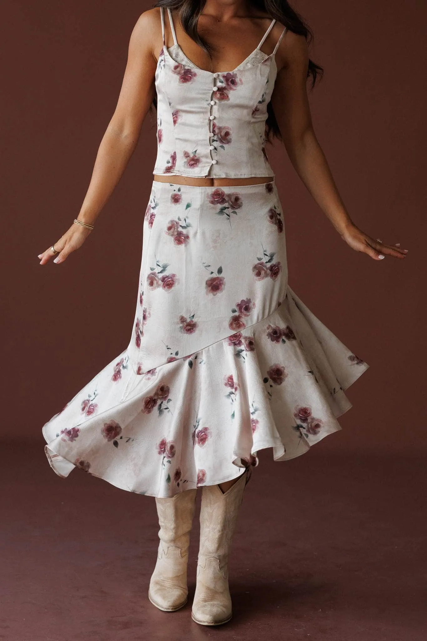 Private Garden Satin Skirt sold by LANE 201