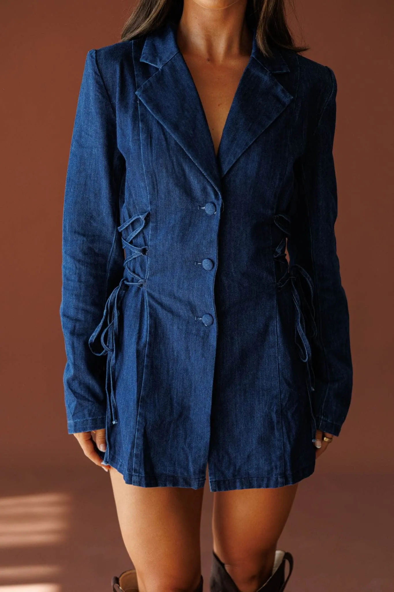 Denim Blazer Romper sold by LANE 201 product image thumbnail 2