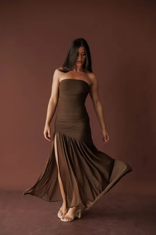 Dark Roast Ruched Maxi Dress made by Dress Forum