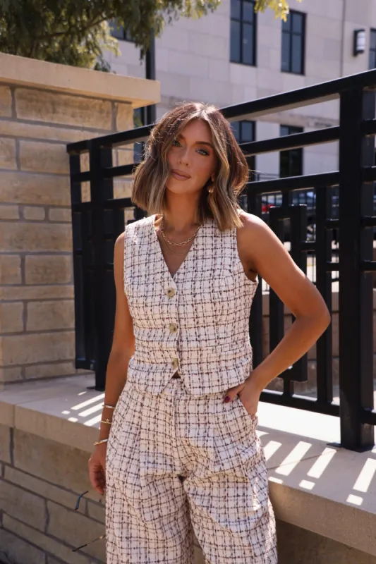 Boucle Plaid Vest sold by LANE 201