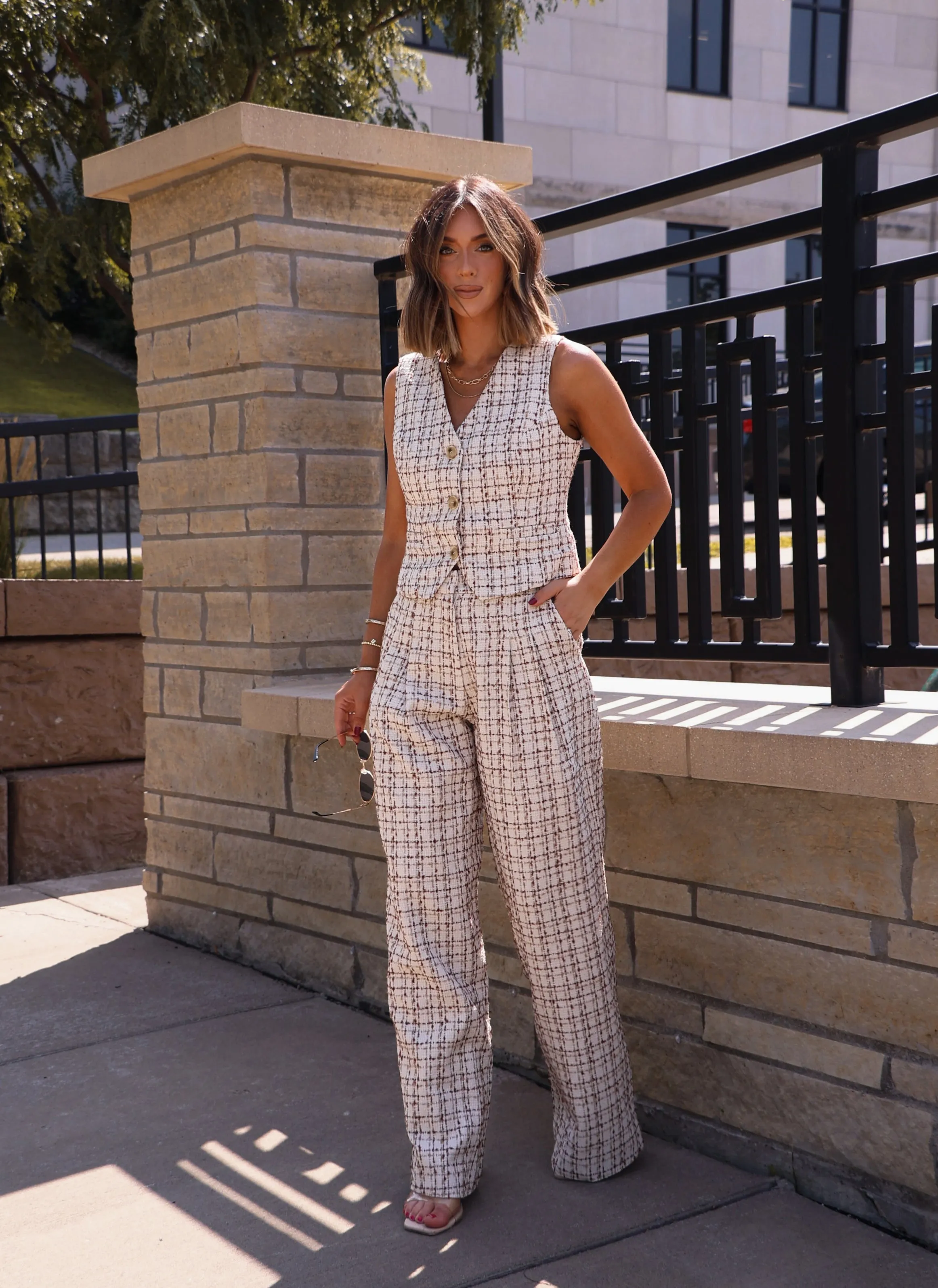 Boucle Plaid Vest sold by LANE 201 product image thumbnail 5