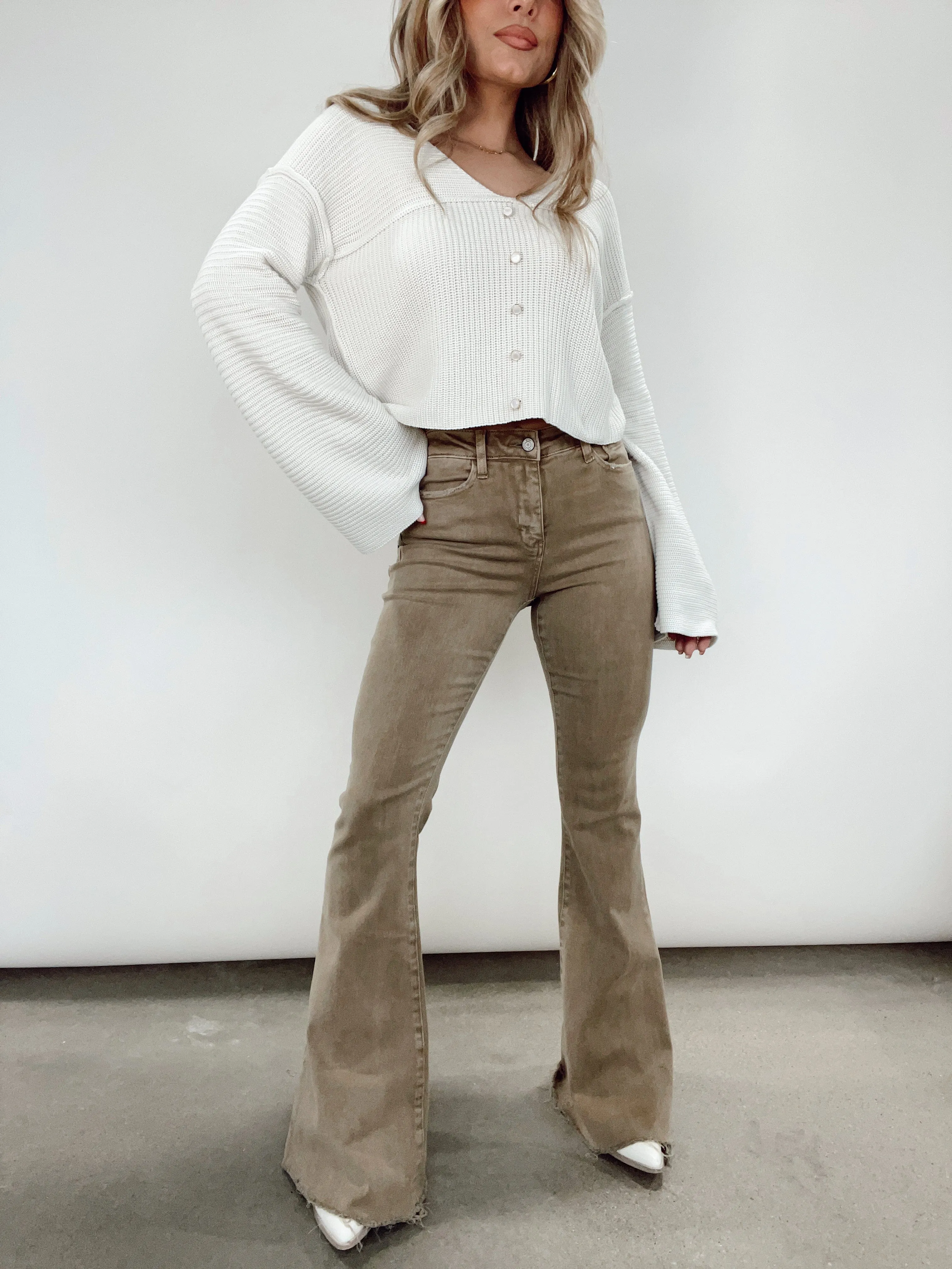 Vervet Brown Super Flare Denim sold by LANE 201